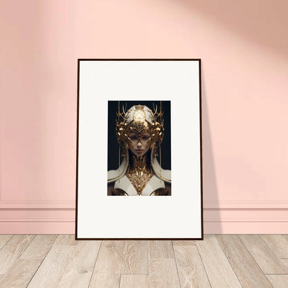 Ethereal Sovereign canvas print with a golden figure and ornate headdress for room decoration