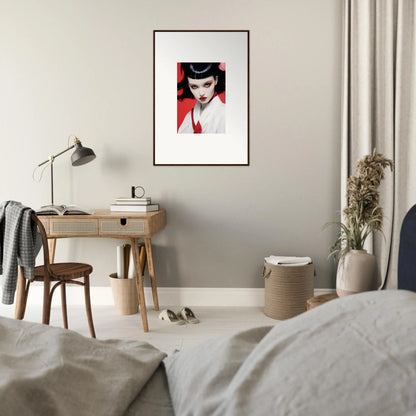 Framed portrait of a woman in dark cherry dream for stylish room decoration