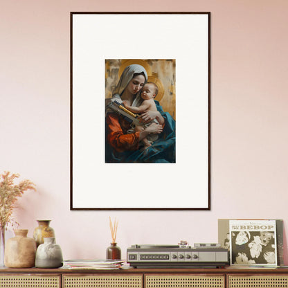 Framed canvas print of a woman and child, perfect for room decoration and wall art