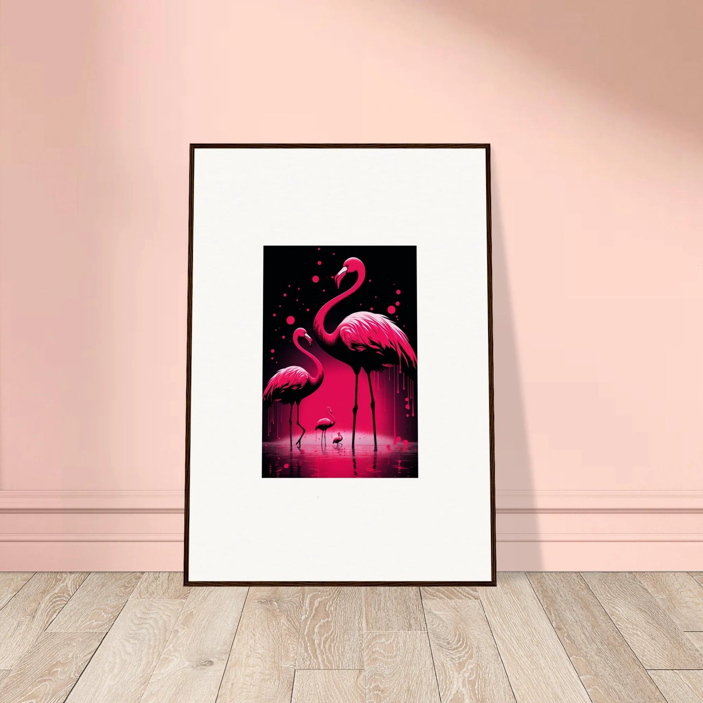 Vibrant pink flamingos canvas print, perfect for feather wanderers room decoration