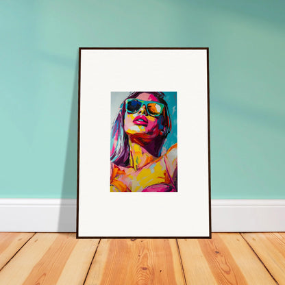 Vibrant canvas print of a person in sunglasses, perfect for room decoration as a glance whisper