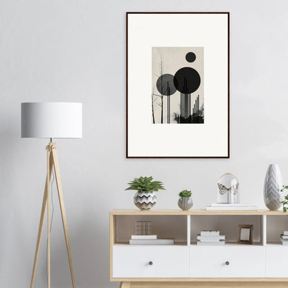 Framed abstract black and white canvas print for stylish room decoration with dropscape wandering