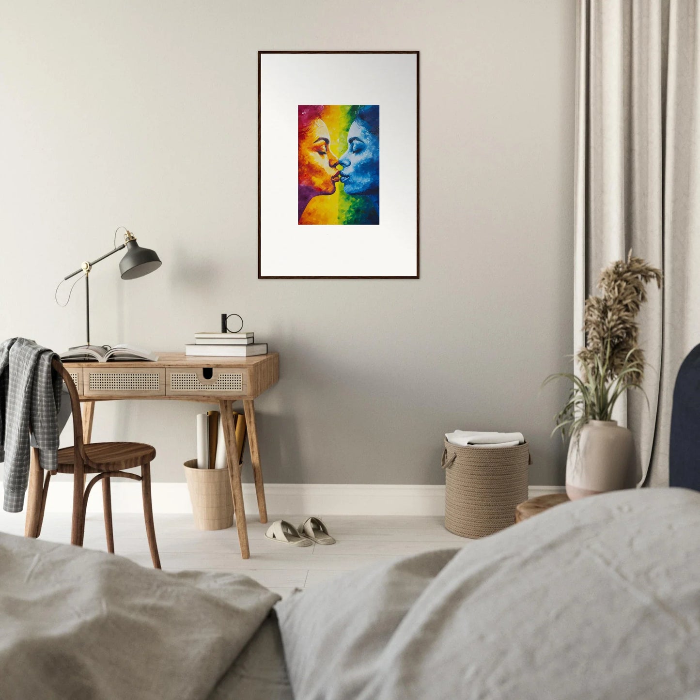 Colorful abstract portrait for room decoration, perfect Serenity Kiss canvas print