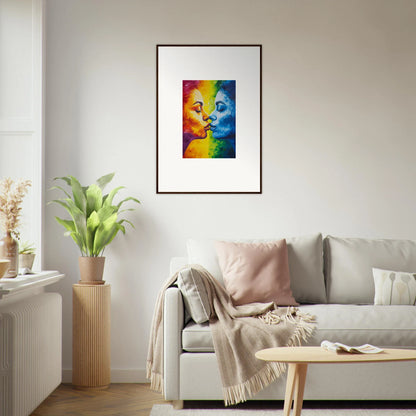 Colorful rainbow portrait on wall, perfect for room decoration as a Canvas Print Serenity Kiss