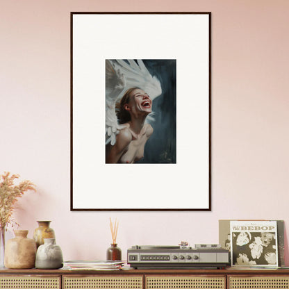 Joyful person with white hair in framed ecstasy mosaic canvas print for room decoration