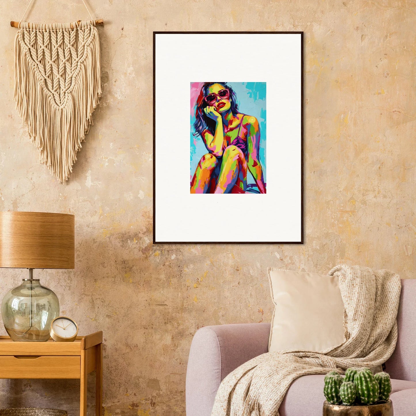 Colorful abstract portrait of a figure in sunglasses for Ethereal Mindscape Reverie canvas print