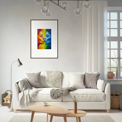 Colorful abstract portrait for a serene touch in room decoration with Serenity Kiss canvas print