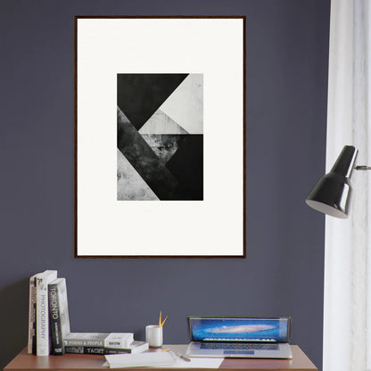 Framed black and white geometric canvas print for stylish room decoration wall art