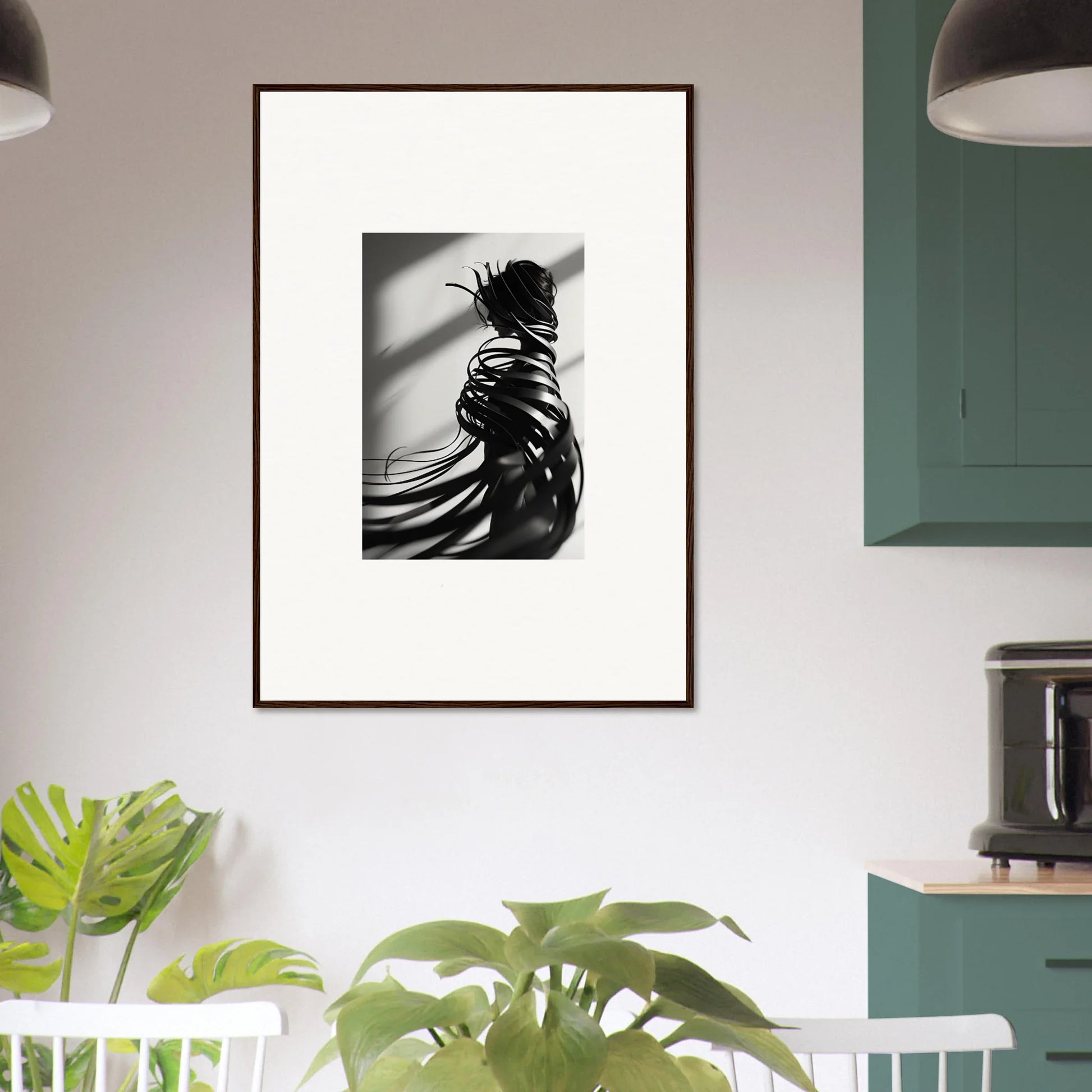 Framed black and white canvas print of a silhouetted figure for stylish room decoration