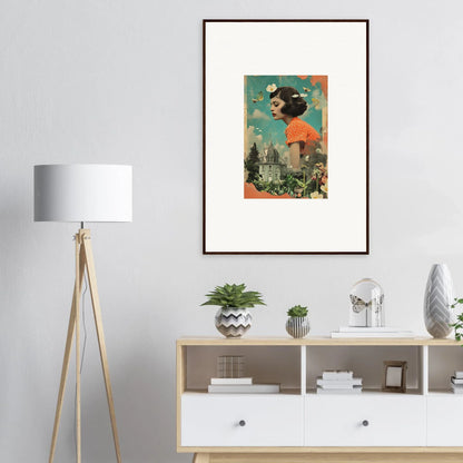 Surreal canvas print of a figure overlooking a cityscape for unique room decoration