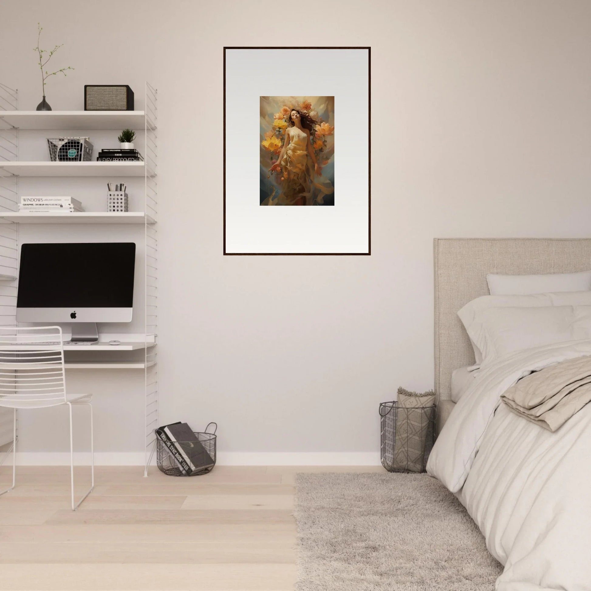 Framed artwork in autumn hues, perfect for a Blossom Odyssey room decoration canvas print