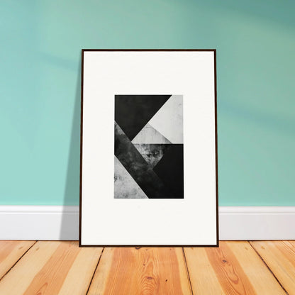 Framed black and white abstract geometric print for stylish room decoration and wall art