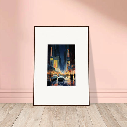 Framed canvas print of a magical nighttime city street for stylish room decoration