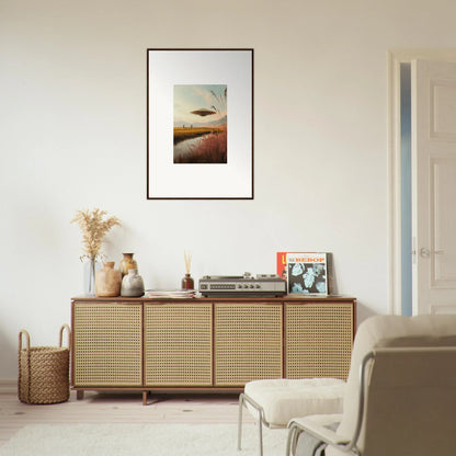 Wooden sideboard with cane doors, perfect for showcasing Meadow Raindancers room decor