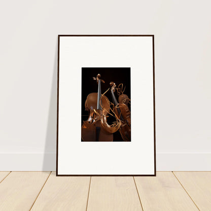 Framed photo of a cello and violin perfect for strings opera room decoration