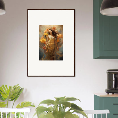 Framed canvas print of a religious figure with golden light, perfect for Room Decoration