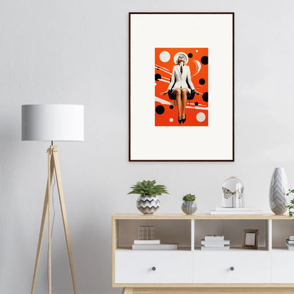 Framed canvas print of a stylish figure in white suit for cool room decoration