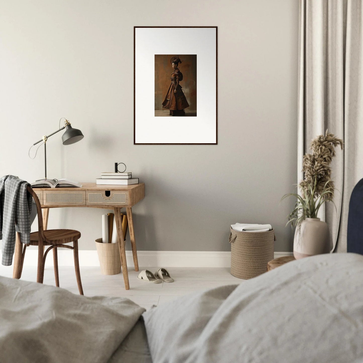 Framed photograph of a person in traditional dress for room decoration in Nostalgia Chronicles