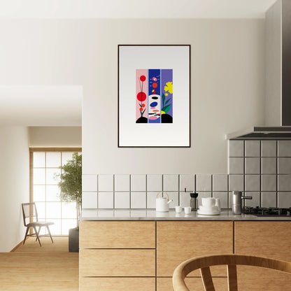 Colorful Huescape Bloom canvas print in a black frame for stylish room decoration