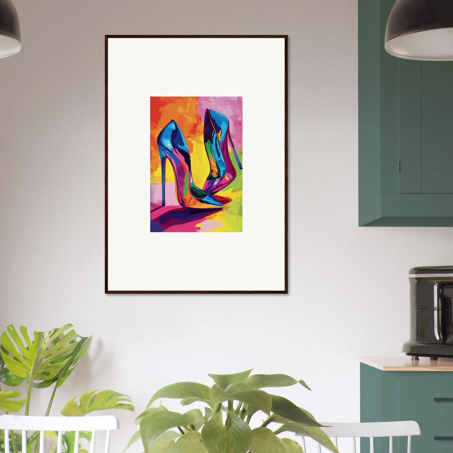 Colorful canvas print of Sapphire Eclipse Shoes perfect for vibrant room decoration