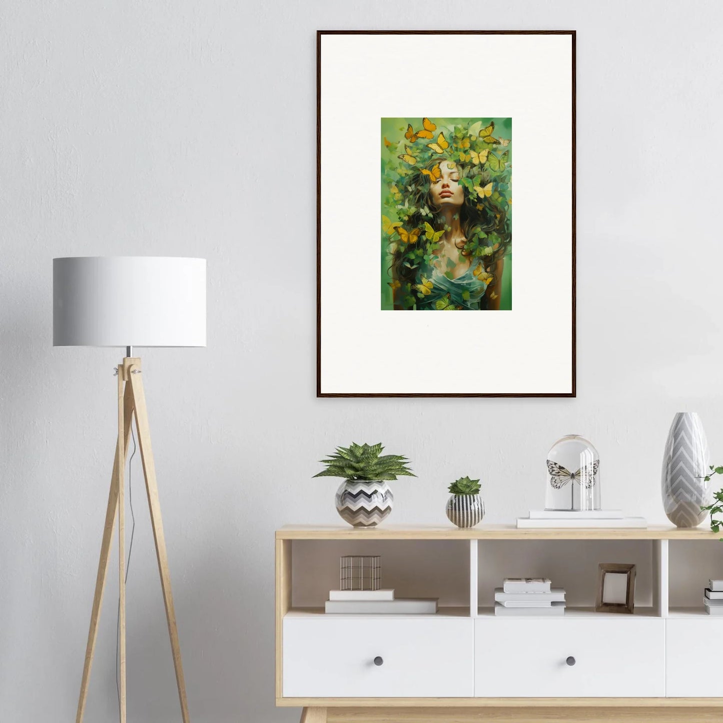 Framed canvas print of Ethereal Chrysalis Ecstasy with colorful nature decor