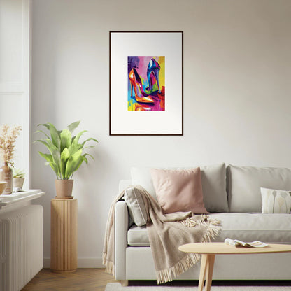 Colorful abstract canvas print of human figures, perfect for vibrant room decoration