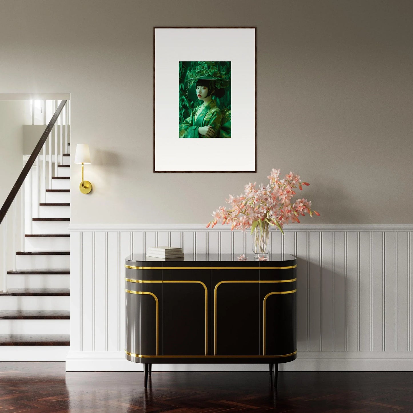 Framed portrait in green for stunning room decoration in Flora’s Whispering Spectacle