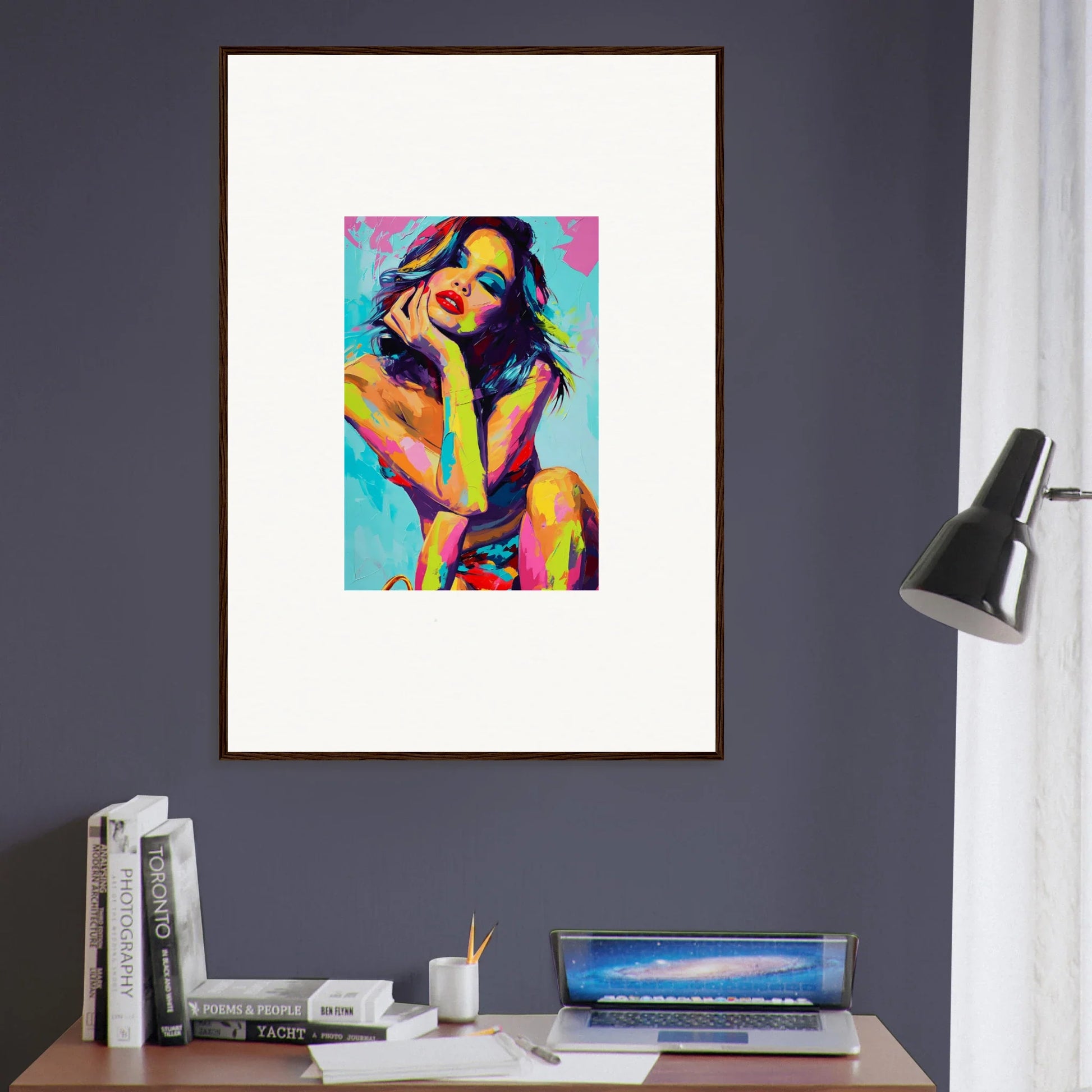 Colorful pop art-style portrait of a woman for a daydream muse canvas print