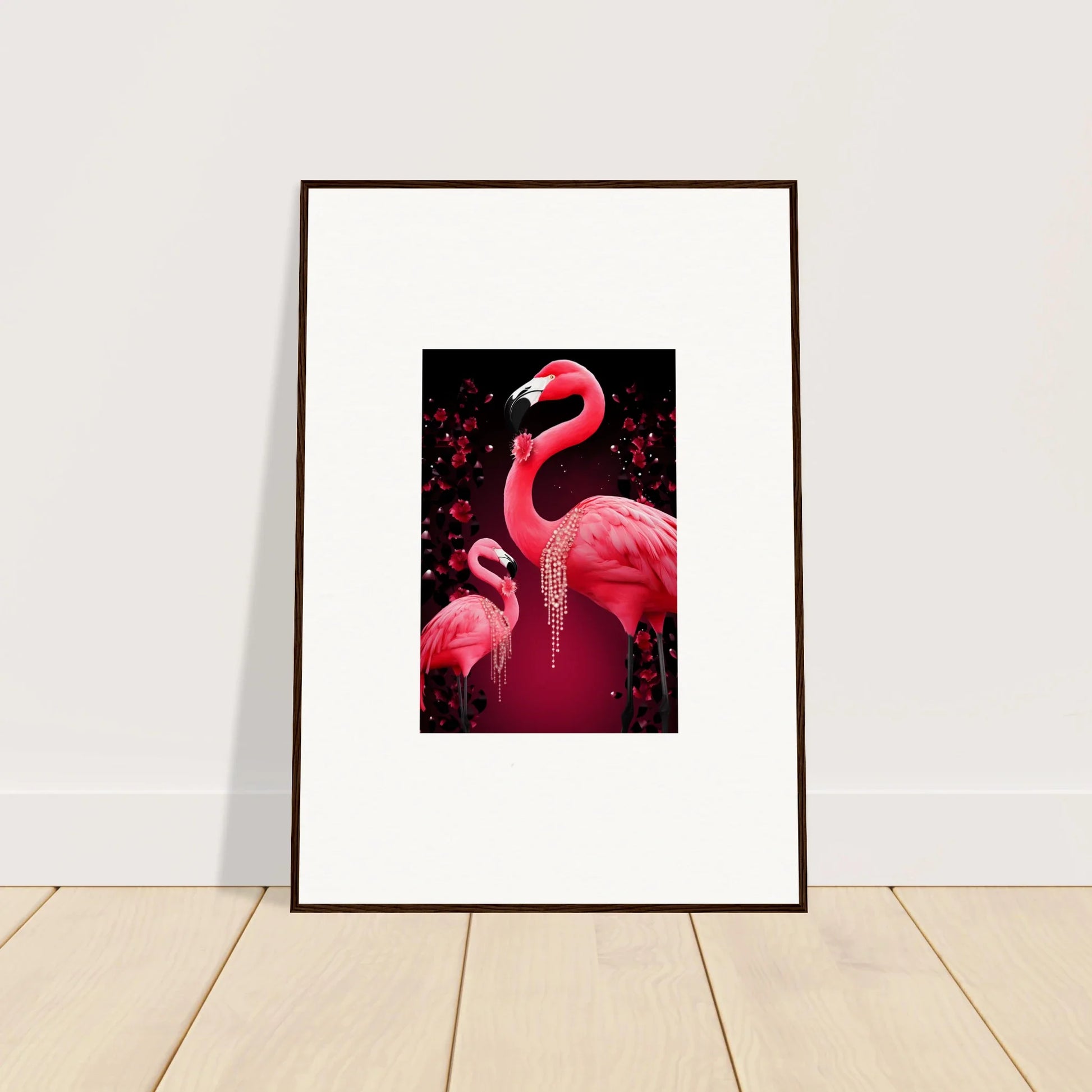 Vibrant pink flamingos canvas print perfect for stylish room decoration and wall art