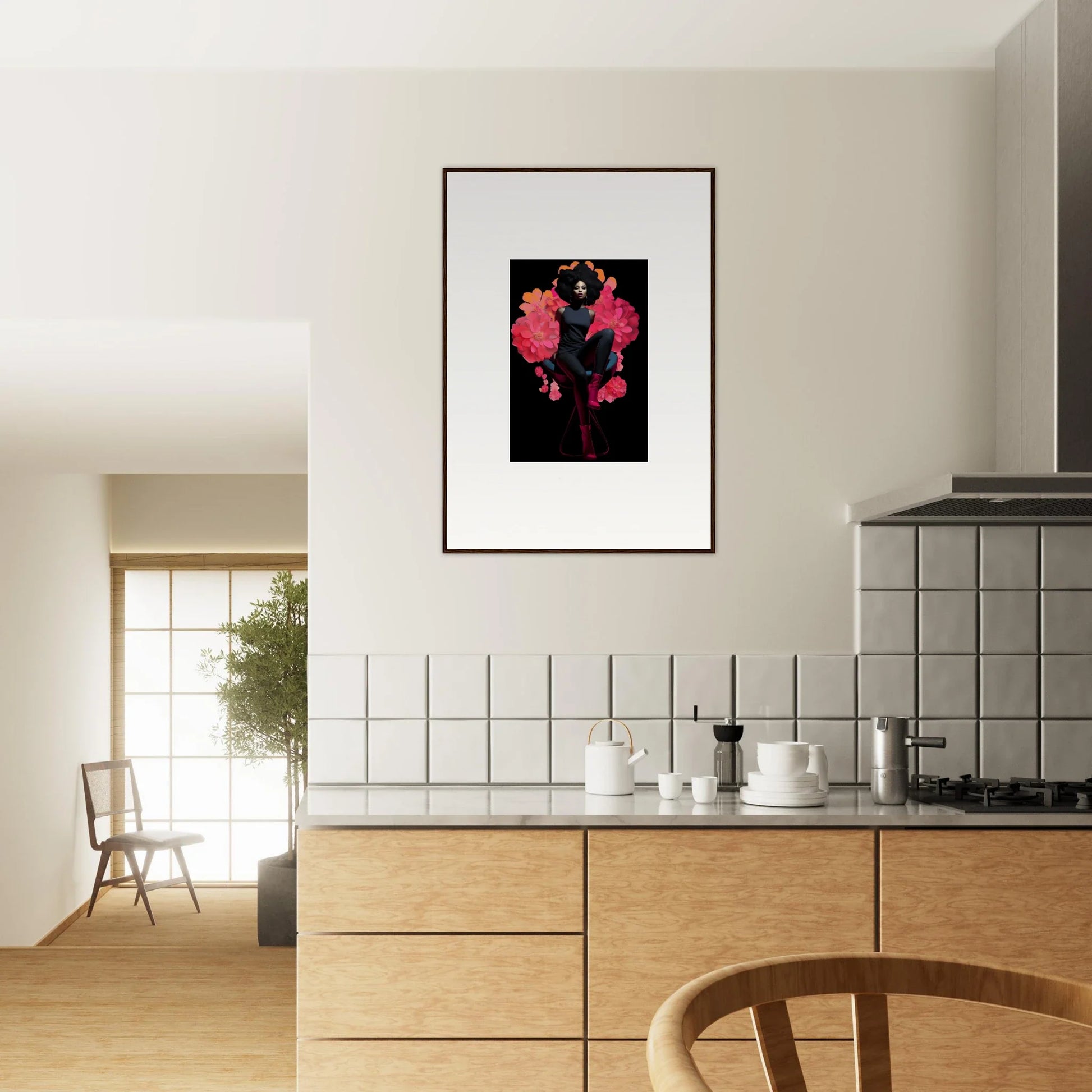 Framed canvas print of pink flamingos for stylish room decoration with Equinox Sovereign vibe