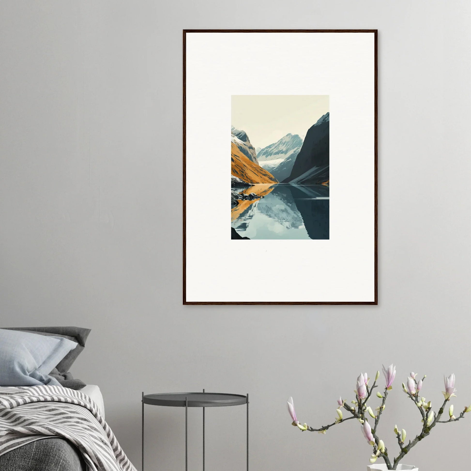 Stunning canvas print of Glacier Harmony with a mountain lake for room decoration