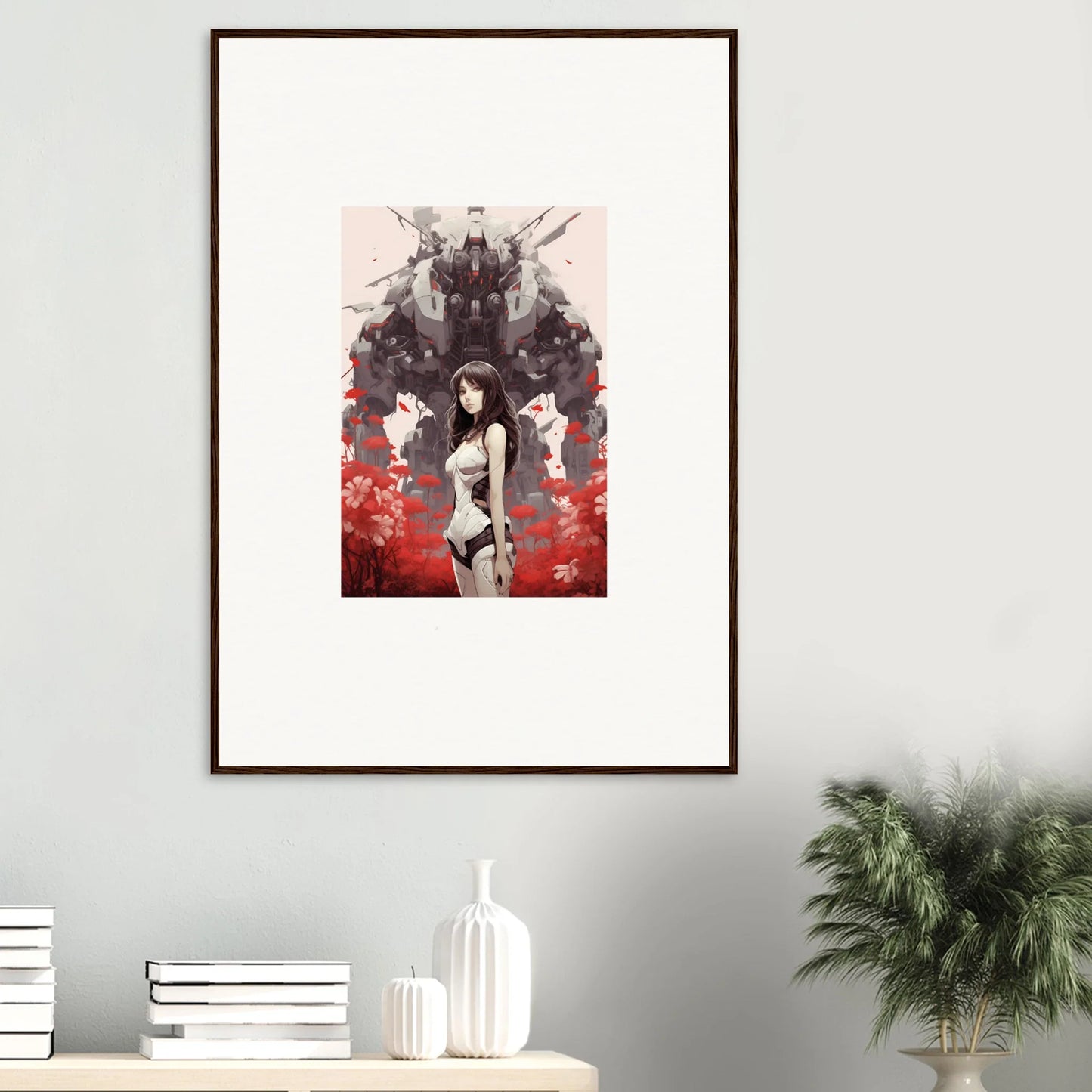 Framed canvas print of Amour Reverie featuring a woman in lingerie against a dark backdrop