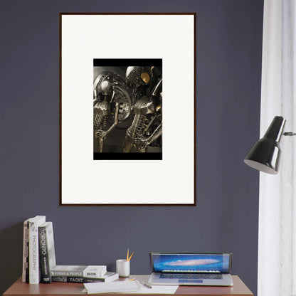 Framed photo of metallic sneakers, perfect for Muse Web room decoration or canvas print