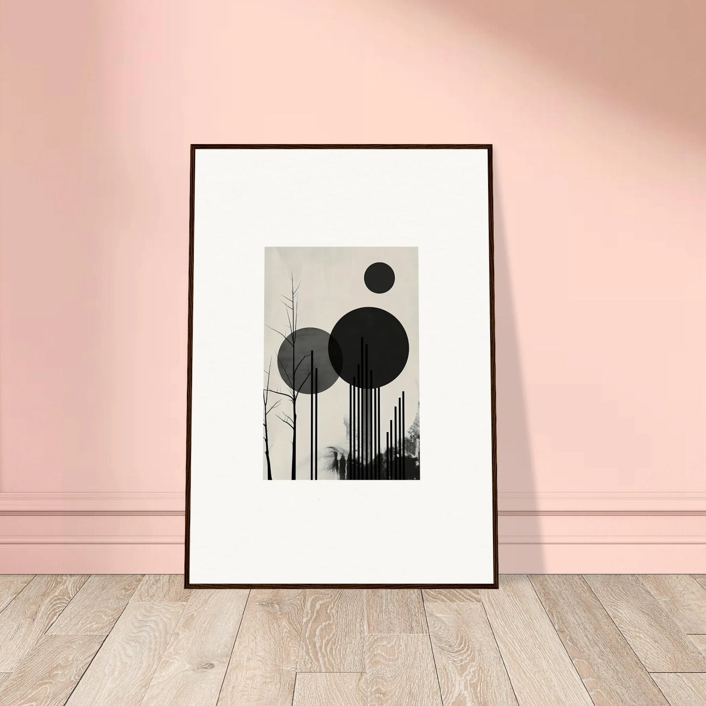 Framed black and white geometric canvas print for stylish room decoration dropscape wandering