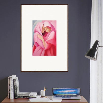 Framed Glimmer Verse Tapestry with a pink figure, perfect for room decoration