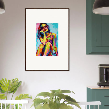 Colorful abstract portrait of a woman in sunglasses for mindscape reverie canvas print