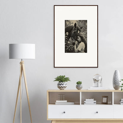 Framed black and white canvas print for unique room decoration, Ethereal Equinox Whispers