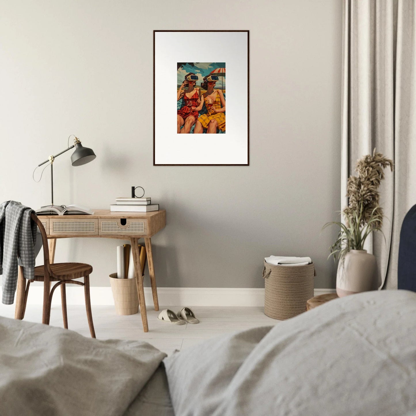 Colorful canvas print shows figures in vibrant clothing, perfect for morning sunshine room decoration