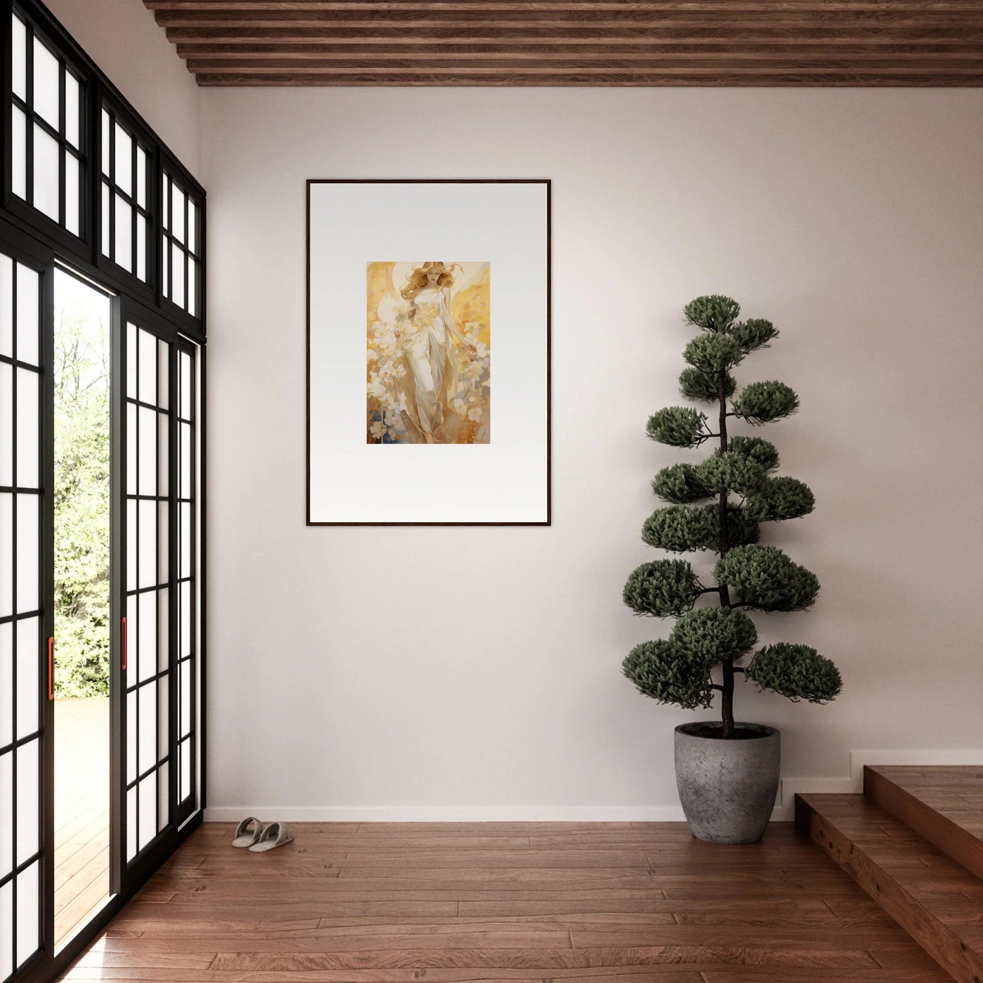 Framed abstract canvas print in warm tones, perfect for Blossom Reverie room decoration