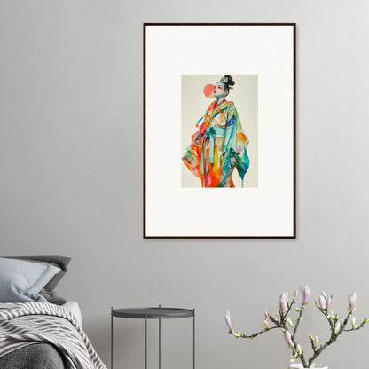 Colorful abstract Geisha painting for unique room decoration and rainbow essence canvas print