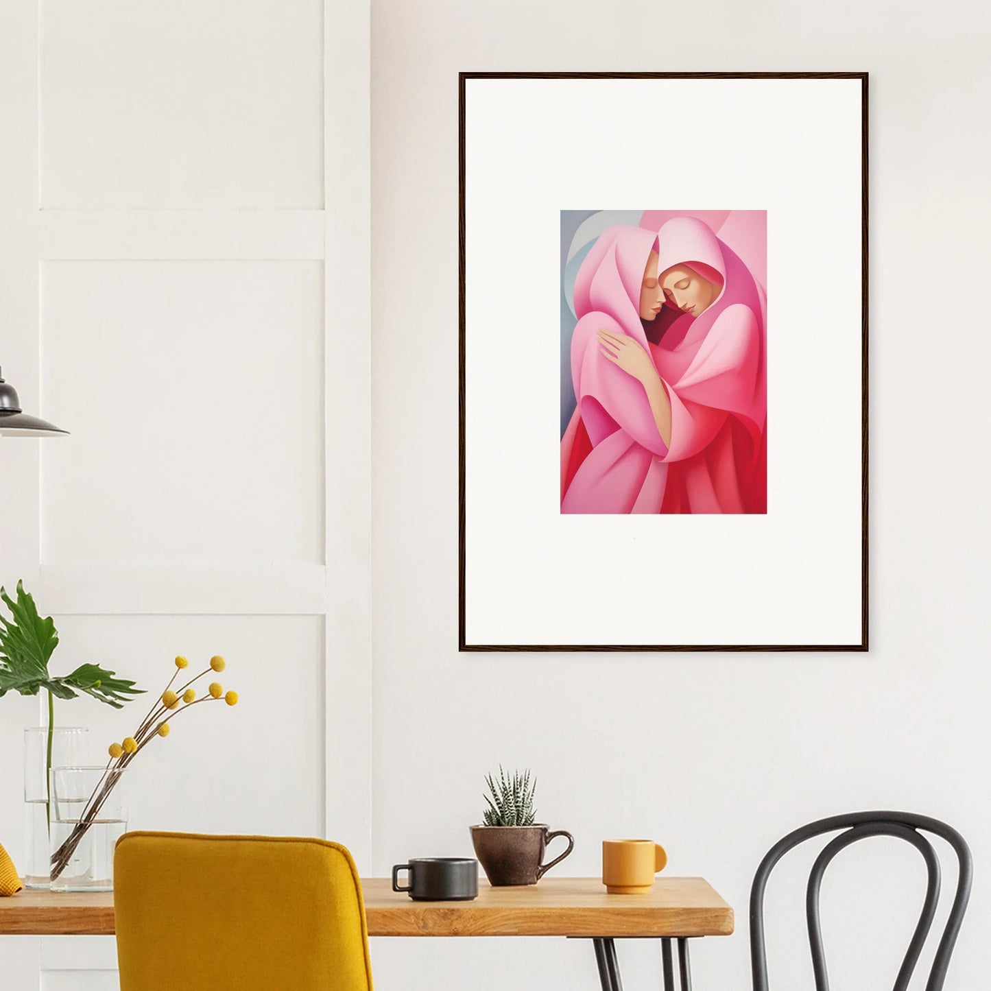 Framed Glimmer Verse Tapestry featuring a figure in pink fabric, perfect room decoration