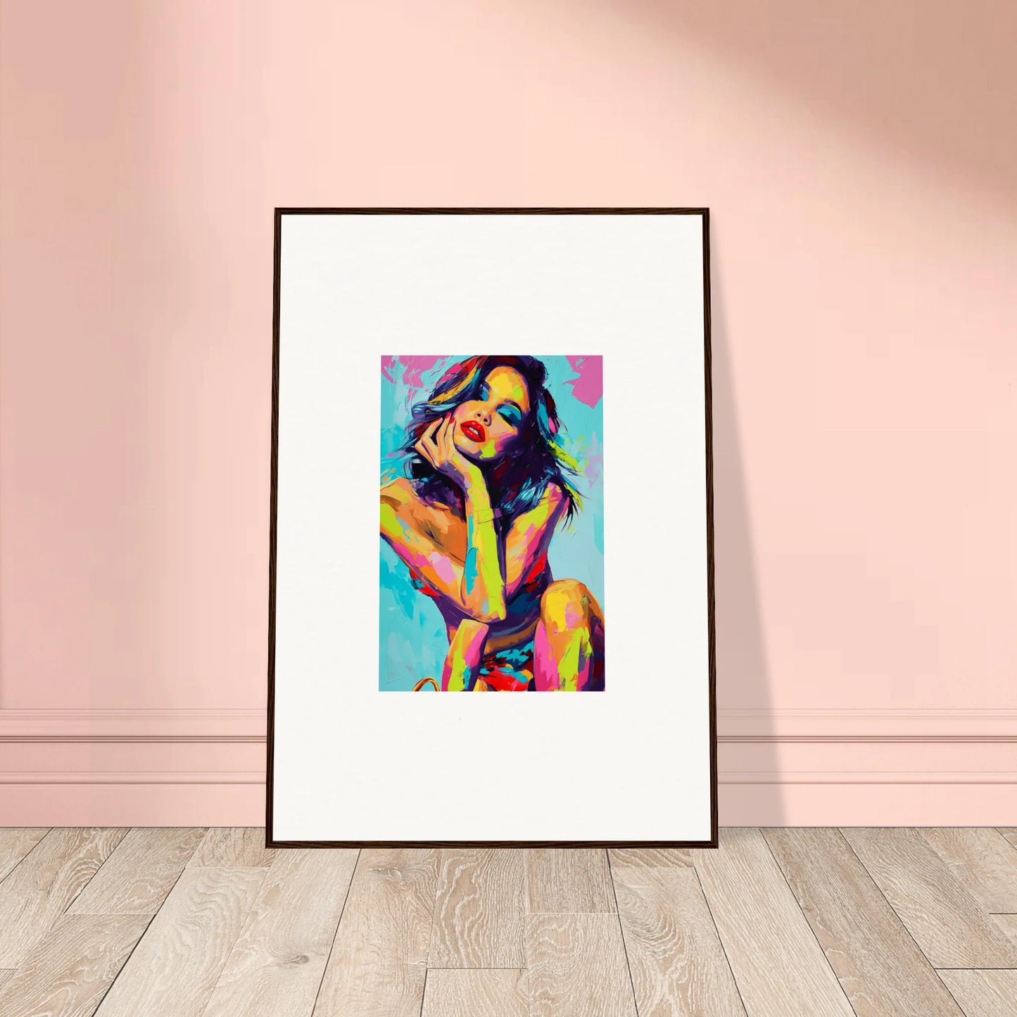 Colorful pop art portrait of a woman, perfect as a daydream muse canvas print for room decoration