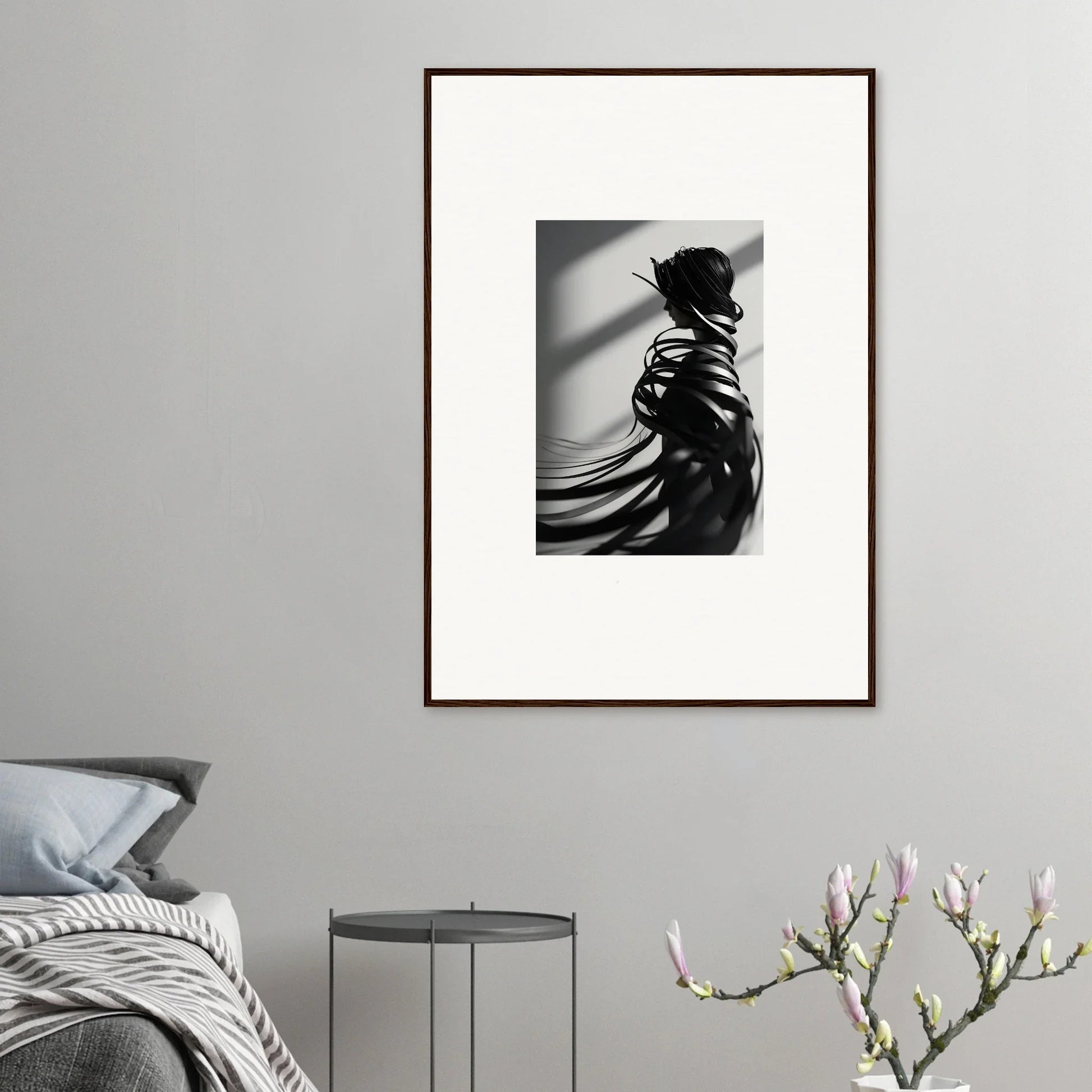 Black and white nude figure with shadows, perfect for canvas print room decoration