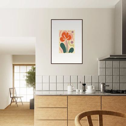 Framed canvas print of Vivid Echoes Whimsy with vibrant floral design for room decoration