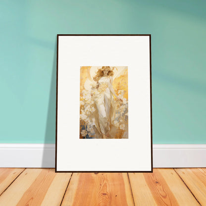 Framed canvas print of Etherial Blossom Reverie in soft yellow for room decoration