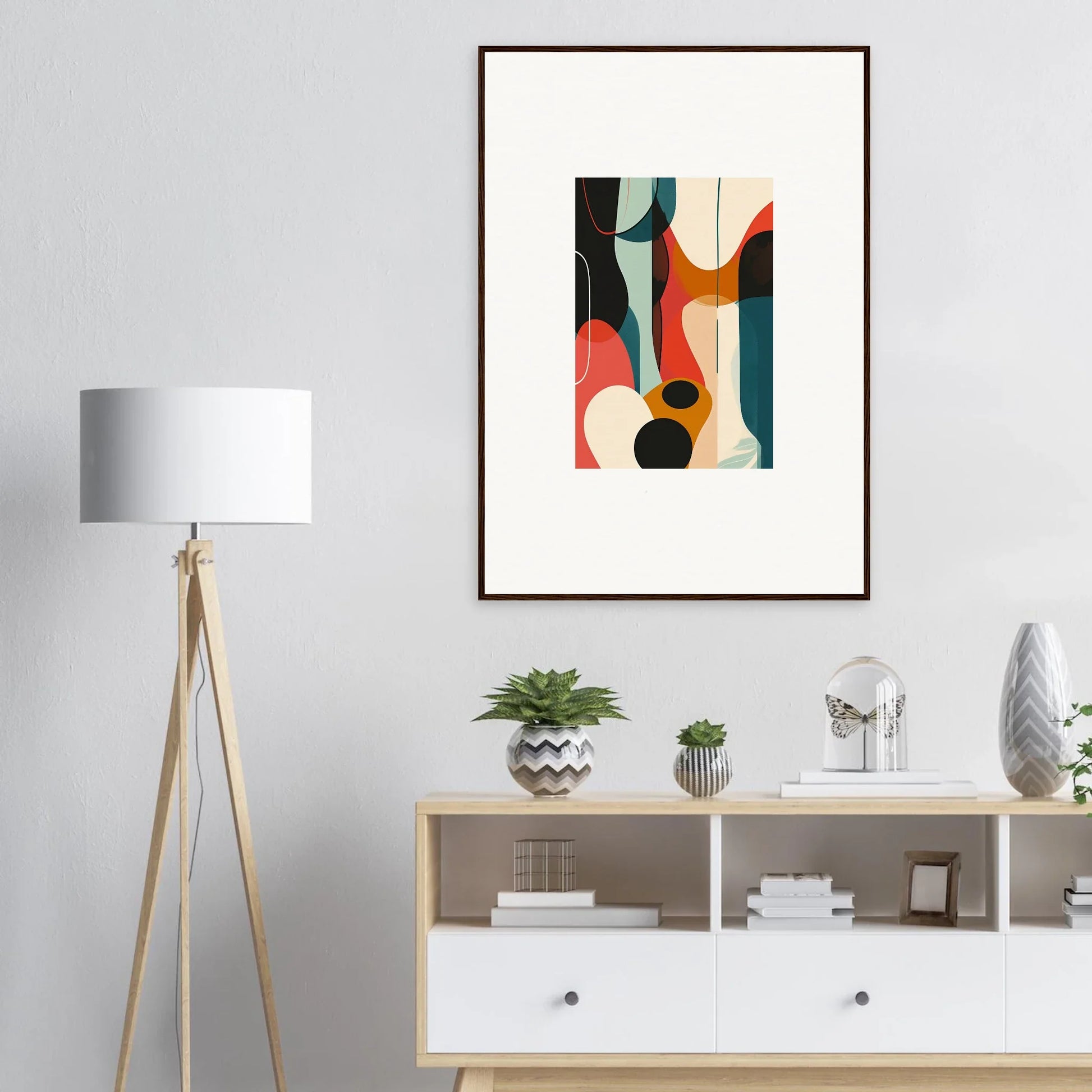 Vibrant Abstract Artwork in Teal and Orange for Troubadour Aria Canvas Print Decor