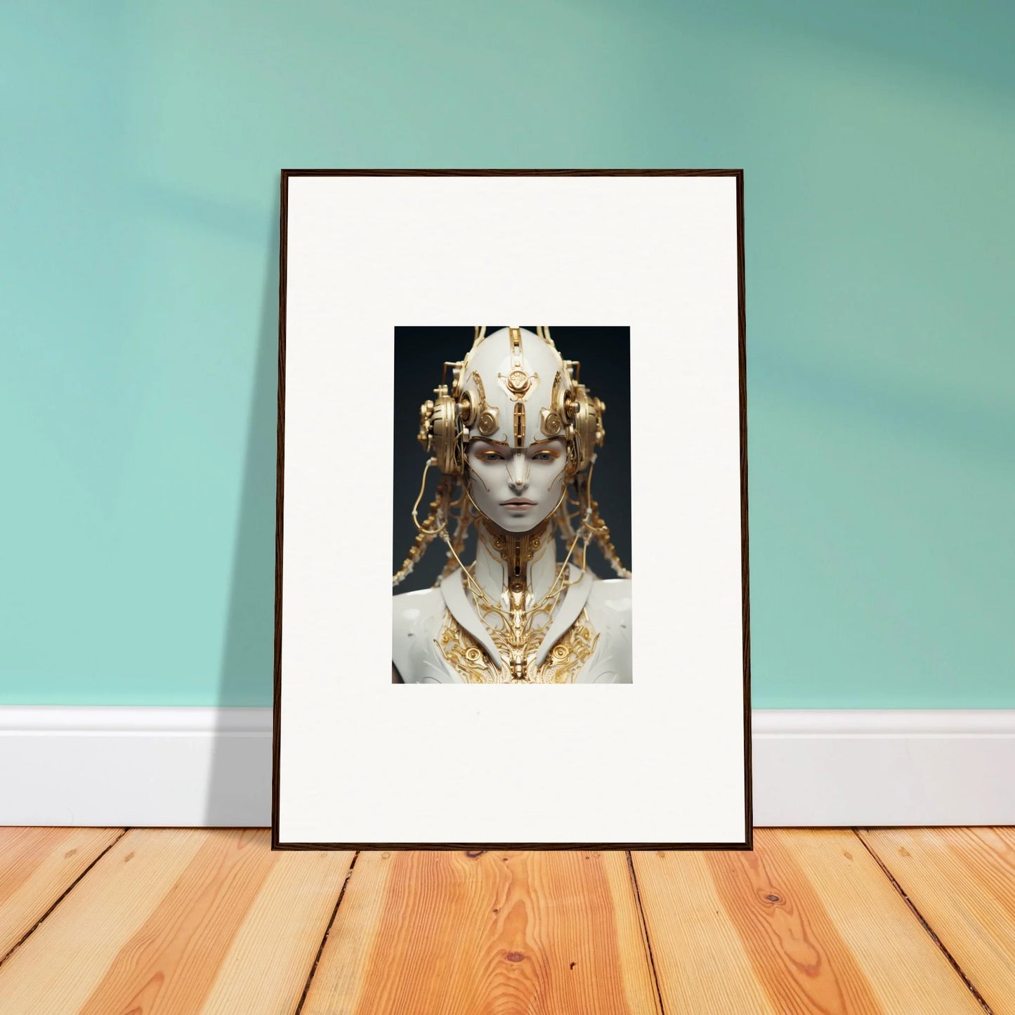 Ornate golden headdress canvas print, perfect for room decoration and flux radiance vibes