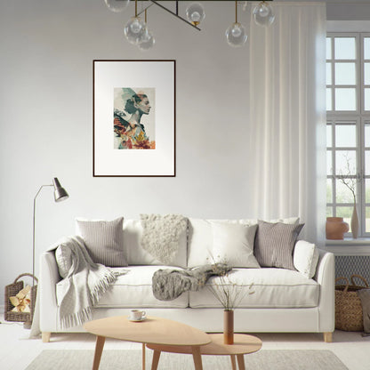 Cozy White Sofa with Pillows and Blankets for a Stylish Reverie Blossom Room Decoration