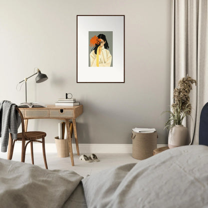 Framed canvas print of a woman in yellow, perfect for Dreams Eternity room decoration