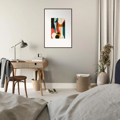 Colorful geometric shapes in framed canvas print for stylish room decoration